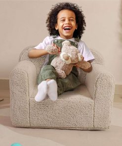 MOMCAYWEX Kids Snuggly-Soft Sherpa Chair, Cuddly Toddler Foam Chair for Boys and Girls, Light Grey - 3