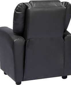 Naomi Home Suri Push Back Kids Recliner Chair with Footrest & Cup Holders, Push Back Toddler Recliner with Cup Holder, PVC Kids' Recliners for Age 3+, Kid Recliners for Girls Boys Black - 7