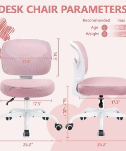 Primy Kids Desk Chair, Pink Study Chair for Boys Girls with Height Adjustable, Swivel Mesh Task Student Chairs for 4-12, Growing Teen Office Chair for Home-School-Office - 2