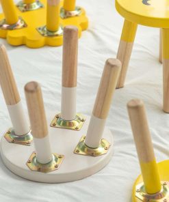 RUYU Wooden Kids Stool for Sitting, 9.1 Inch Solid Hard Wood Chair,Crafted Hand-Painted with Assembled Four-Legged Stool, Bedroom, Playroom, Furniture Stool for Toddler, Children, Boys, Girls - 6