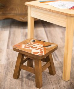 Sea Island Imports Giraffe Design Hand Carved Acacia Hardwood Decorative Short Stool - 2