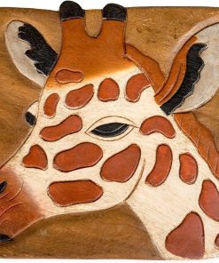 Sea Island Imports Giraffe Design Hand Carved Acacia Hardwood Decorative Short Stool - 3