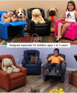 THE CREW FURNITURE Traditional Kids Recliner, Toddler Ages 1-5 Years, Home Décor Polyester Linen, Gray - 3