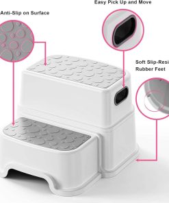 UNCLE WU Step Stool for Kids-Adult -Dual-Height 9.5 Non-Slip for Potty Training, Kitchen, Bathroom, Bedroom & Classroom - 3