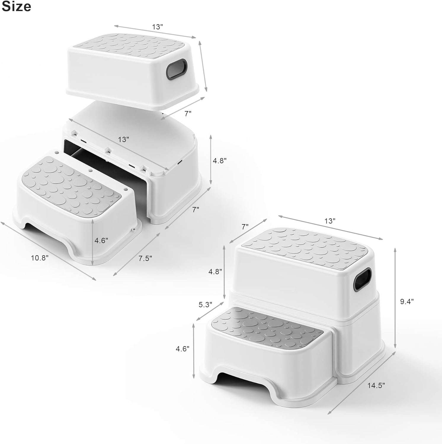UNCLE WU Step Stool for Kids-Adult -Dual-Height 9.5 Non-Slip for Potty Training, Kitchen, Bathroom, Bedroom & Classroom - 4