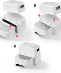 UNCLE WU Step Stool for Kids-Adult -Dual-Height 9.5 Non-Slip for Potty Training, Kitchen, Bathroom, Bedroom & Classroom - 6