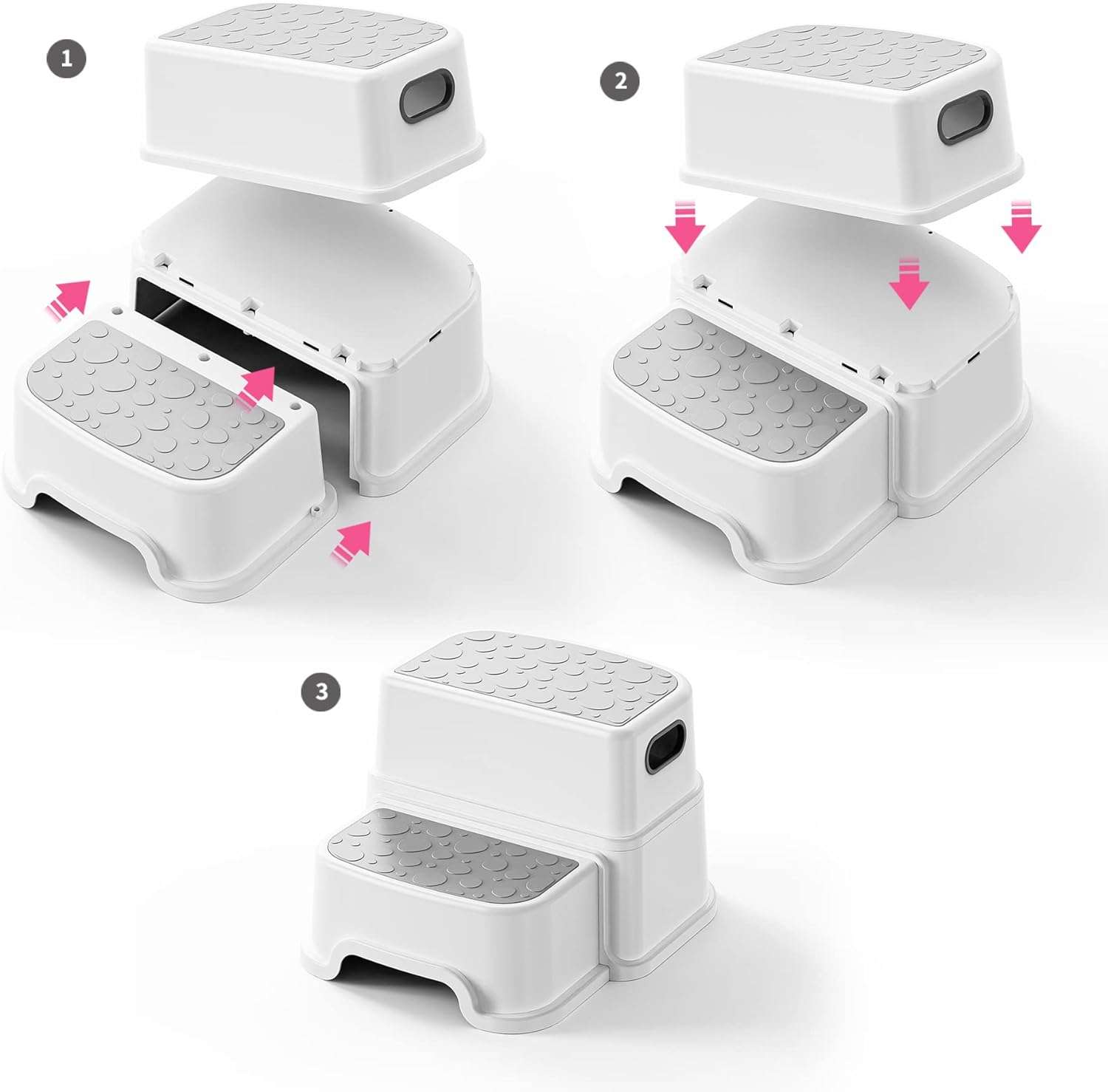 UNCLE WU Step Stool for Kids-Adult -Dual-Height 9.5 Non-Slip for Potty Training, Kitchen, Bathroom, Bedroom & Classroom - 6