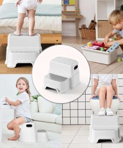 UNCLE WU Step Stool for Kids-Adult -Dual-Height 9.5 Non-Slip for Potty Training, Kitchen, Bathroom, Bedroom & Classroom - 8