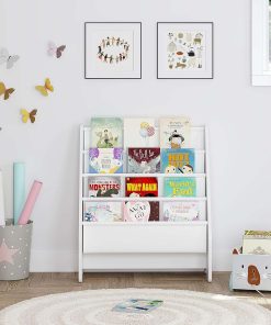 UTEX Kids Sling Bookshelf, Magazine-Book Rack,Book Organizer (White) - 3