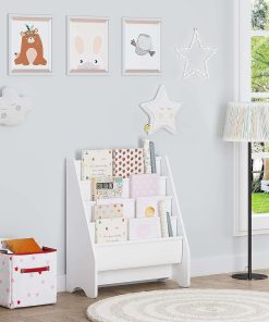UTEX Kids Sling Bookshelf, Magazine-Book Rack,Book Organizer (White) - 4
