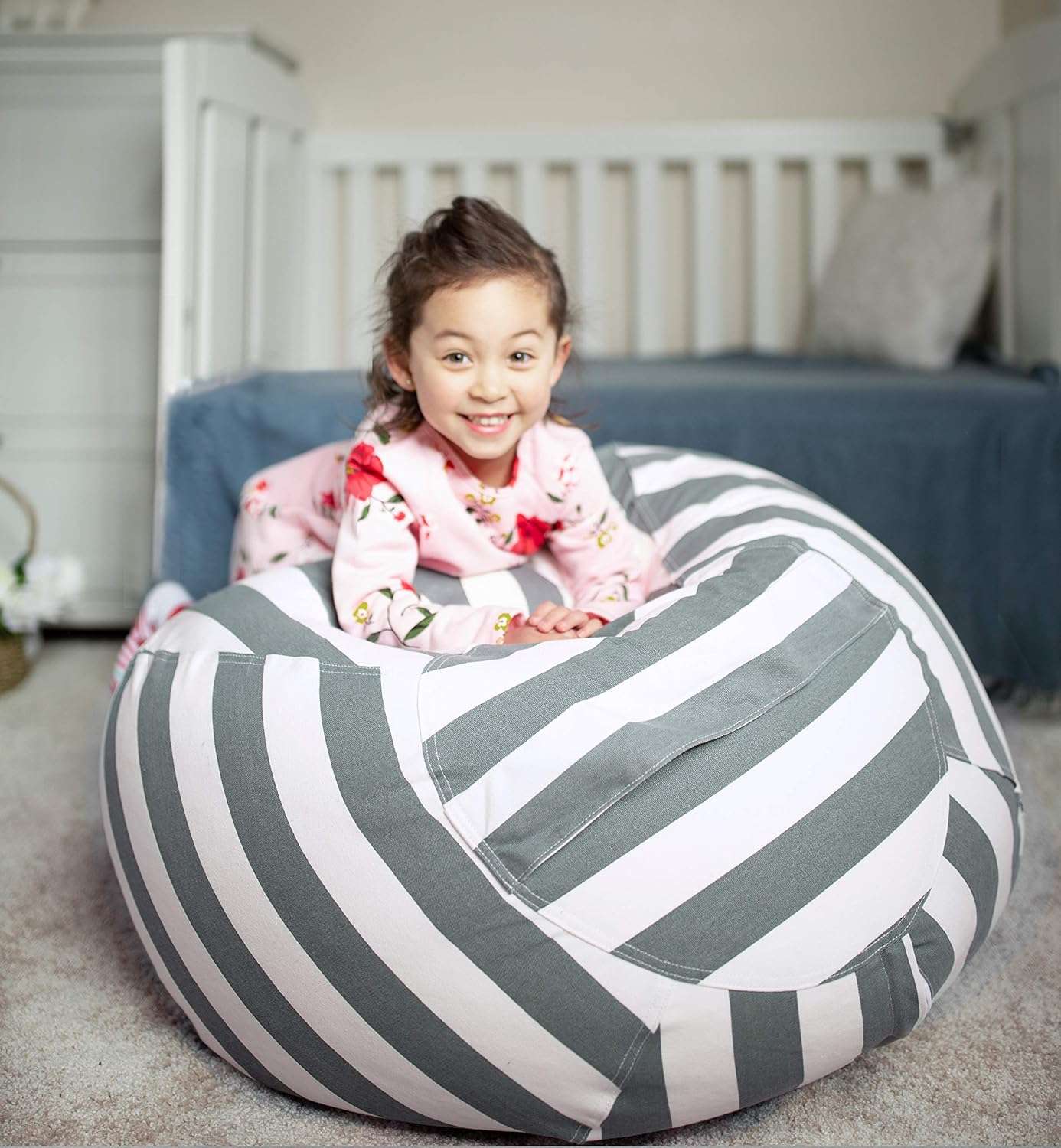 Wekapo Stuffed Animal Storage Bean Bag Chair Cover for Kids - Stuffable Zipper Beanbag for Organizing Children Plush Toys Large Premium Cotton Canvas - 2