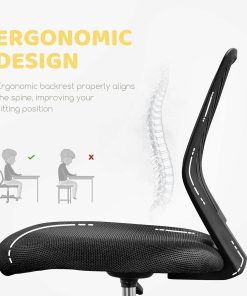 Yaheetech Desk Chair Computer Chair Low Back Armless Study Chair Swivel Ergonomic Office Chair Student Chair with Adjustable Height, Black - 5