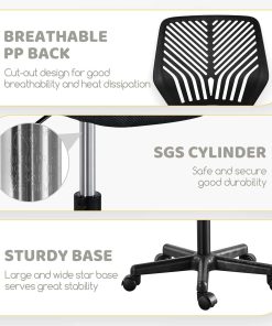 Yaheetech Desk Chair Computer Chair Low Back Armless Study Chair Swivel Ergonomic Office Chair Student Chair with Adjustable Height, Black - 7