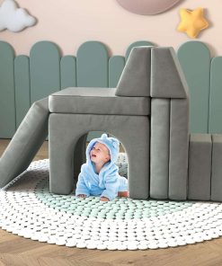 wanan Kids Couch 10PCS, for Toddler with Modular for Playroom Bedroom, 10 in 1 Multifunctional Couch for Playing, Creativing, Sleeping, Indoor Sofa (Grey) - 2