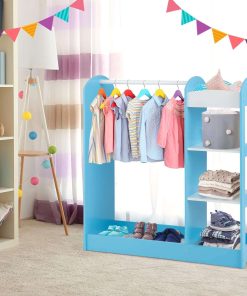 Costzon Kids Dress up Storage with Mirror, Clothes Rack, 3-Tier Shelves, Bottom Tray, Pretend Play Costume Dresser Organizer Center - 2