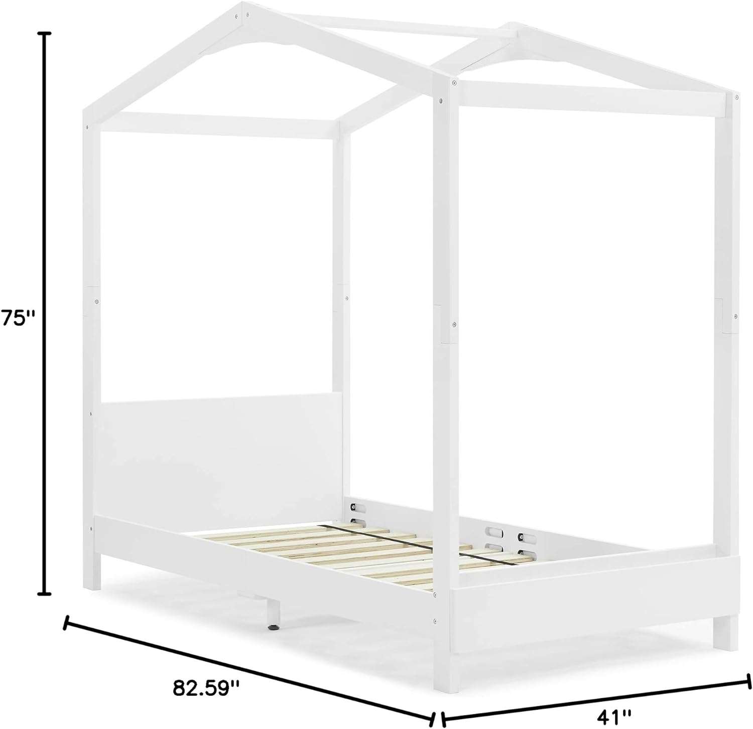 Delta Children Poppy House Wood Twin Bed, Platform Bed - No Box Spring Needed, Bianca White - 10