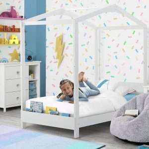 Delta Children Poppy House Wood Twin Bed, Platform Bed - No Box Spring Needed, Bianca White - 2