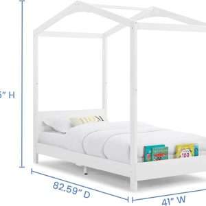 Delta Children Poppy House Wood Twin Bed, Platform Bed - No Box Spring Needed, Bianca White - 3