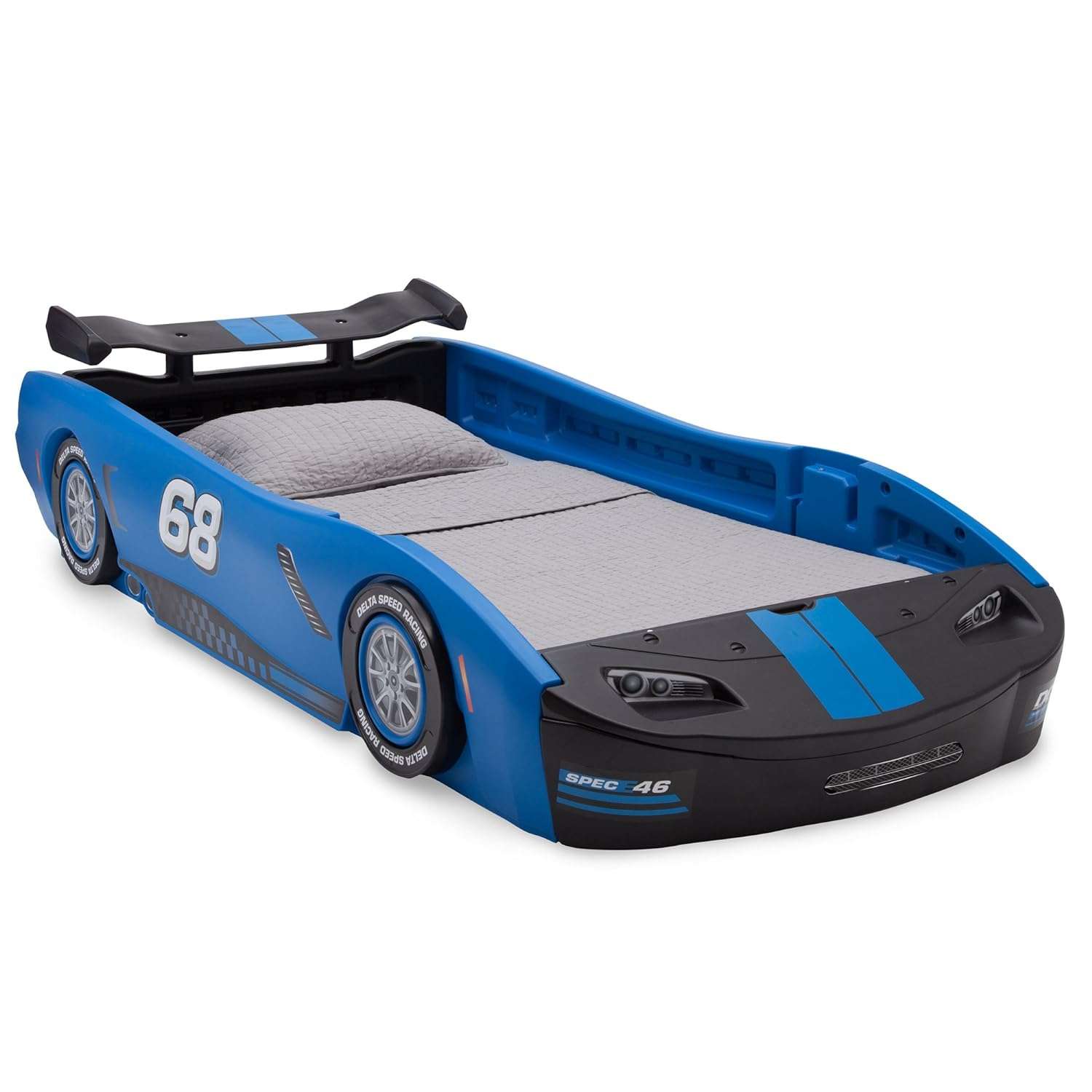 Delta Children Turbo Race Car Twin Bed, Blue - 1