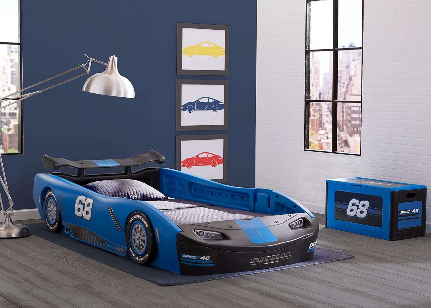 Delta Children Turbo Race Car Twin Bed, Blue - 2