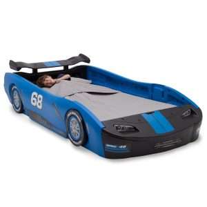 Delta Children Turbo Race Car Twin Bed, Blue - 3