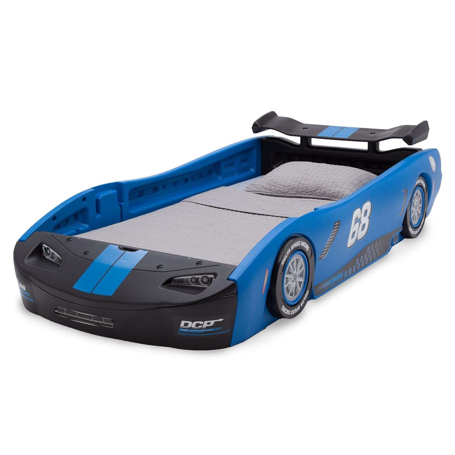 Delta Children Turbo Race Car Twin Bed, Blue - 4