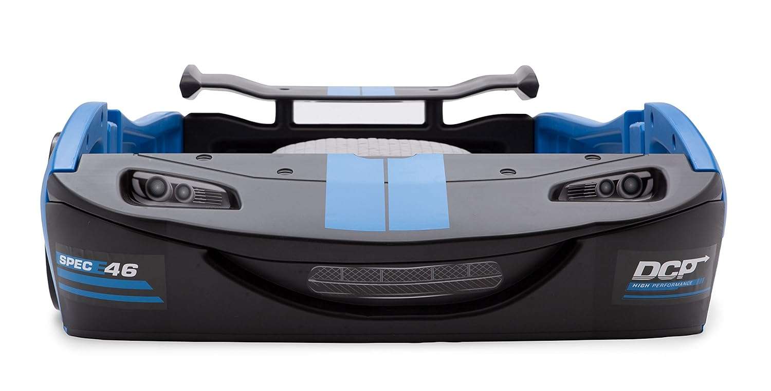 Delta Children Turbo Race Car Twin Bed, Blue - 7