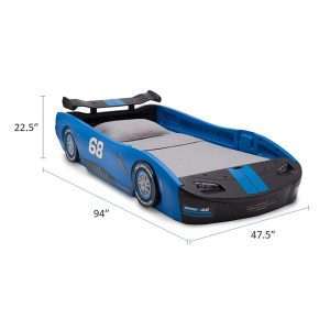 Delta Children Turbo Race Car Twin Bed, Blue - 8