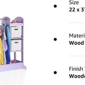 Guidecraft See and Store Dress-up Center – Lavender- Pretend Play Storage Closet with Mirror & Shelves, Armoire for Kids with Bottom Tray - Costume Storage Dresser - 6