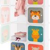 HONEY JOY Kids Wardrobe Closet, Baby Cartoon Clothes Storage Organizer, 8 Cubes & 2 Hanging Sections, Portable Children DIY Modular Bedroom Armoire Dresser Cabinet - 1