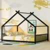 House Beds for Kids, Full Size Floor Bed Frame Metal Montessori Beds with Headboard & Footboard for Children Boys Girls Teens, Black - 1