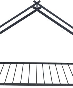 House Beds for Kids, Full Size Floor Bed Frame Metal Montessori Beds with Headboard & Footboard for Children Boys Girls Teens, Black - 8