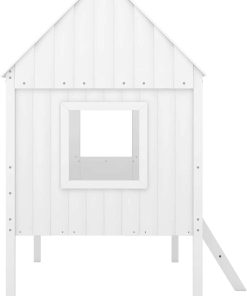 Kids House Beds, Low Loft Bed Frames Twin Size, Wood Play House Bed for Girls-Boys-Toddlers, White - 7