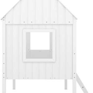 Kids House Beds, Low Loft Bed Frames Twin Size, Wood Play House Bed for Girls-Boys-Toddlers, White - 7