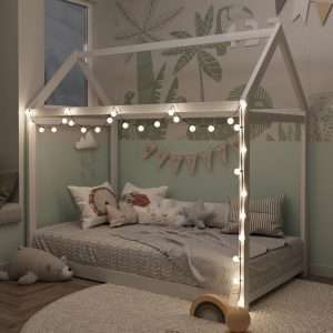 Merax Wood House Bed,Toddler Bed with Wood Slats,No Box Spring Needed, White - 1