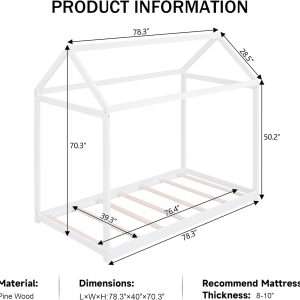 Merax Wood House Bed,Toddler Bed with Wood Slats,No Box Spring Needed, White - 2