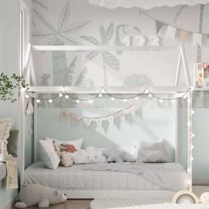 Merax Wood House Bed,Toddler Bed with Wood Slats,No Box Spring Needed, White - 3