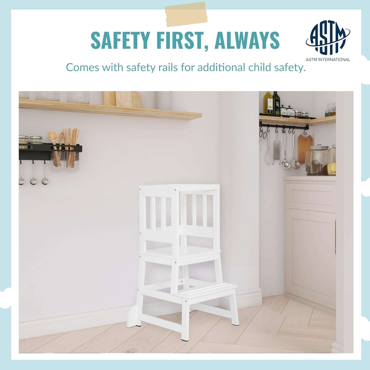 2-in-1 Funtastic Tower and Step Stool, Easy to Assemble, Multi-Purpose Stool with Non-Toxic Paint Finish, Made of Solid Pinewood, White - 2