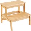 Bamboo Step Stools for Adults Kids, 2 Step Stool for Kichen-Bathroom-Bedside Step Stool - Holds up to 350Lb (Natural) - 1