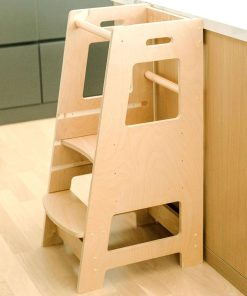 Child Standing Tower Kids Kitchen Step Stool Toddler Wood Stepping Stool - Children's Montessori Stool - Adjustable Platform, Natural Wood - 1