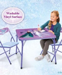 Disney Frozen Kids Folding Table & Chairs Set for Kid and Toddler 36 Months Up to 7 Years, Includes- 1 Table (36 L x 24 W x 20 H), 2 Chairs (13 L x 13.5 W x 21 H) Weight Limit- 70 lb - 2
