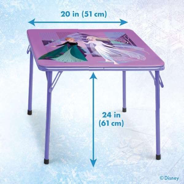 Disney Frozen Kids Folding Table & Chairs Set for Kid and Toddler 36 Months Up to 7 Years, Includes- 1 Table (36 L x 24 W x 20 H), 2 Chairs (13 L x 13.5 W x 21 H) Weight Limit- 70 lb - 3