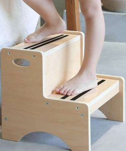 HAJACK Step Stool for Kids, Wood Two Step Children's Stool with Bonus Safety Non-Slip Mats and Handles, Bathroom Potty Stool& Kitchen Step Stool for Home Use - 1