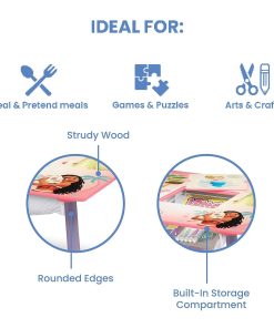 Kids Table and Chair Set with Storage (2 Chairs Included) - Ideal for Arts & Crafts, Snack Time, Homeschooling, Homework & More, Disney Princess - 3