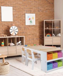 Milliard 2-in-1 Kids Art Table and Easel Table and Chair Set, Toddler Craft and Play Wood Activity Center with Storage Bins and Paper Roll 43x24x21 inches - 3