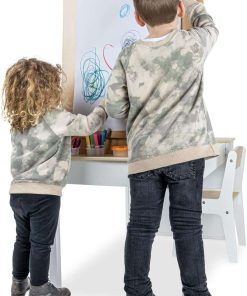 Milliard 2-in-1 Kids Art Table and Easel Table and Chair Set, Toddler Craft and Play Wood Activity Center with Storage Bins and Paper Roll 43x24x21 inches - 6