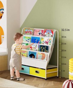 Coonoor Kids Bookshelf - 4 Tier Small Bookcase for Kids Room, Metal Nursery Book Shelf, Sling Book Shelf and Toy Storage for Children, Idea Gifts for Boys and Girls - 2