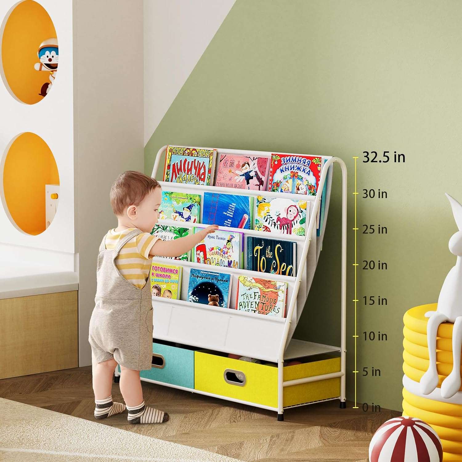Coonoor Kids Bookshelf - 4 Tier Small Bookcase for Kids Room, Metal Nursery Book Shelf, Sling Book Shelf and Toy Storage for Children, Idea Gifts for Boys and Girls - 2