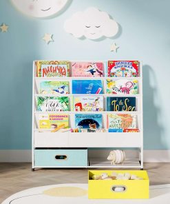 Coonoor Kids Bookshelf - 4 Tier Small Bookcase for Kids Room, Metal Nursery Book Shelf, Sling Book Shelf and Toy Storage for Children, Idea Gifts for Boys and Girls - 3