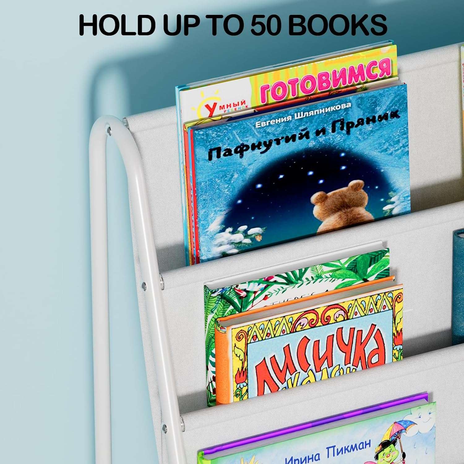 Coonoor Kids Bookshelf - 4 Tier Small Bookcase for Kids Room, Metal Nursery Book Shelf, Sling Book Shelf and Toy Storage for Children, Idea Gifts for Boys and Girls - 4